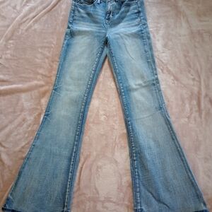 Buckle Kids Washed Blue Flared Wide-Leg Jeans